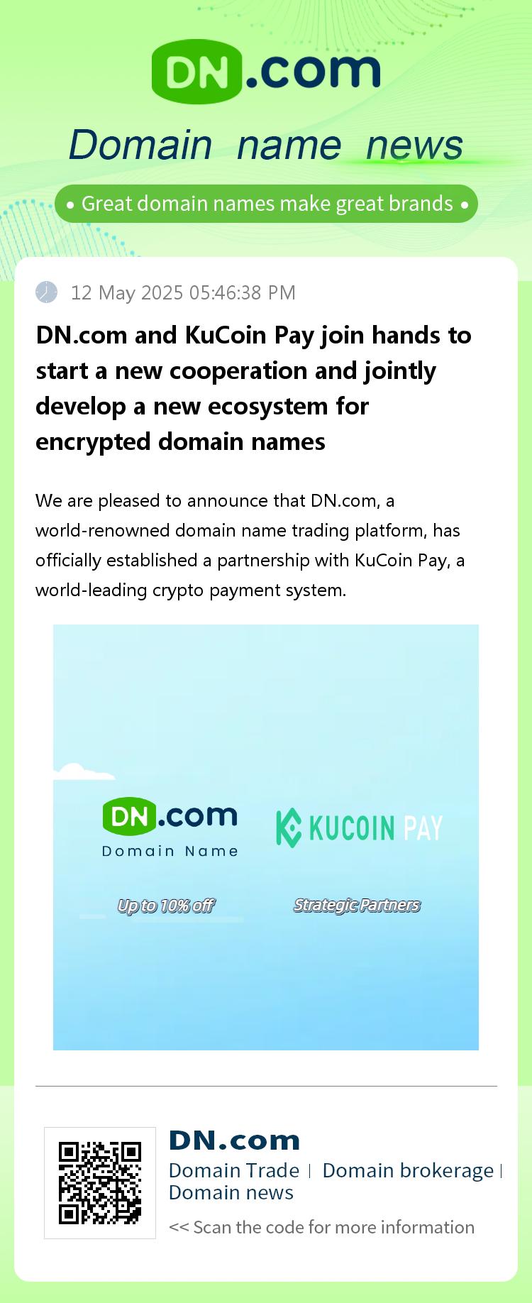 DN.com and KuCoin Pay join hands to start a new cooperation and jointly develop a new ecosystem for encrypted domain names