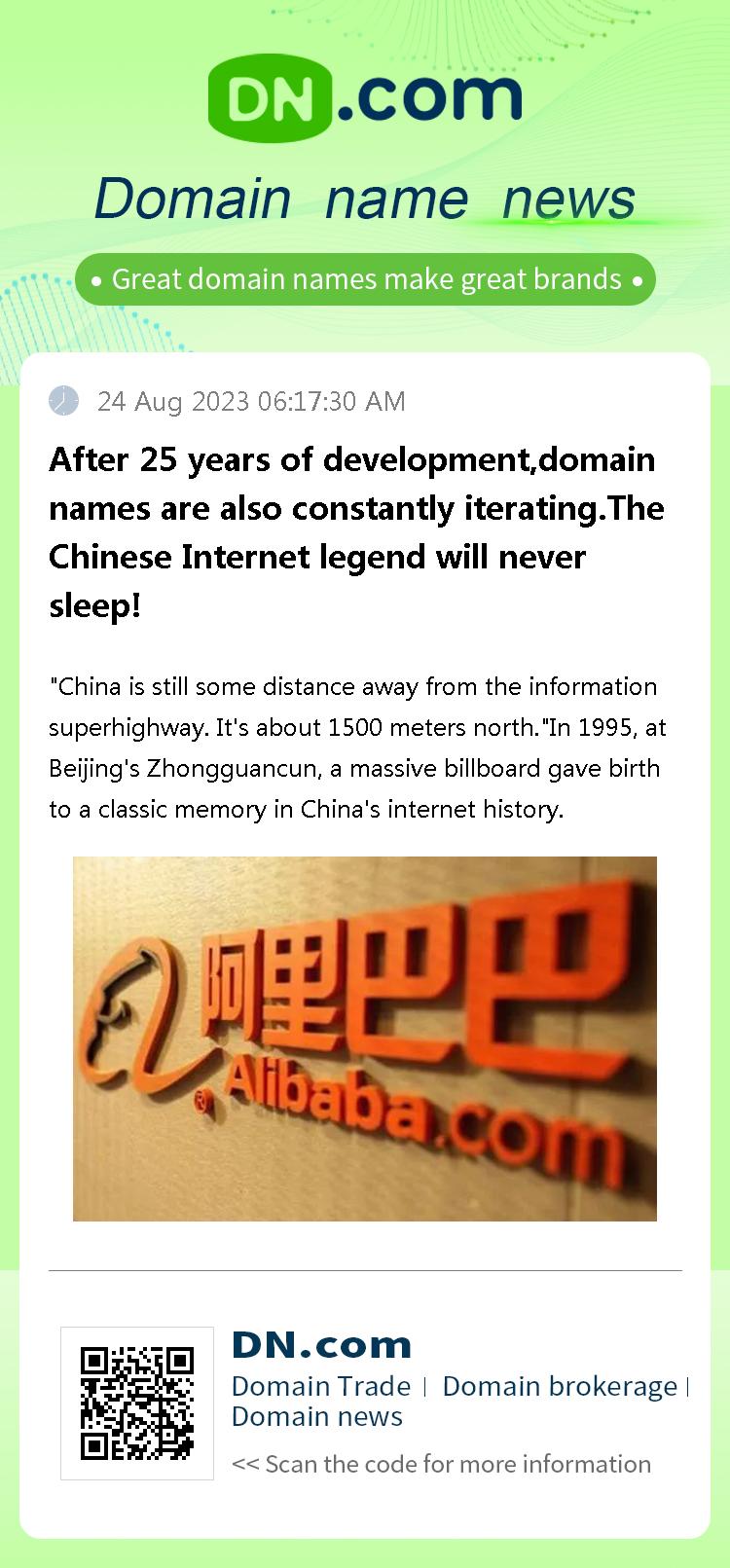 After 25 years of development,domain names are also constantly iterating.The Chinese Internet legend will never sleep!
