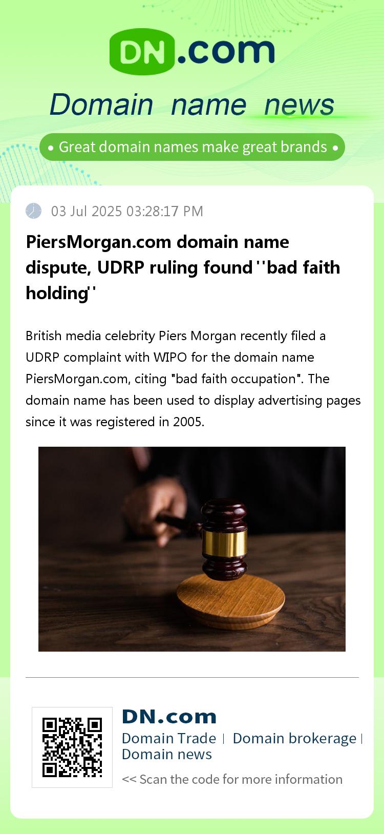 PiersMorgan.com domain name dispute, UDRP ruling found 