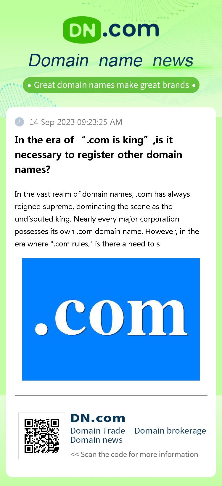 In the era of “.com is king”,is it necessary to register other domain names?