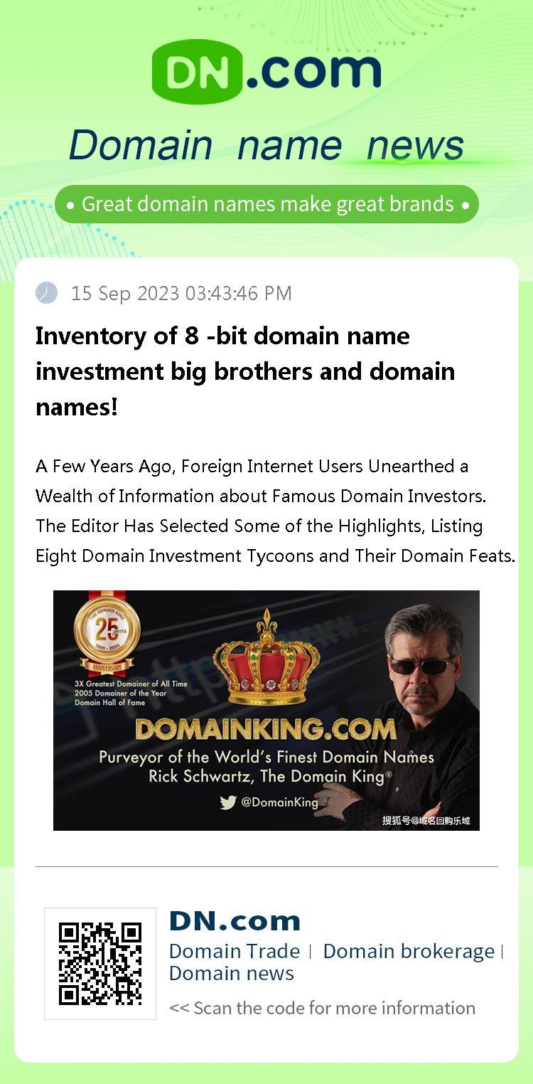 Inventory of 8 -bit domain name investment big brothers and domain names!