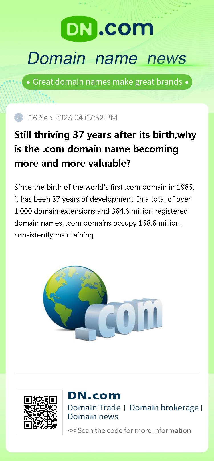 Still thriving 37 years after its birth,why is the .com domain name becoming more and more valuable?