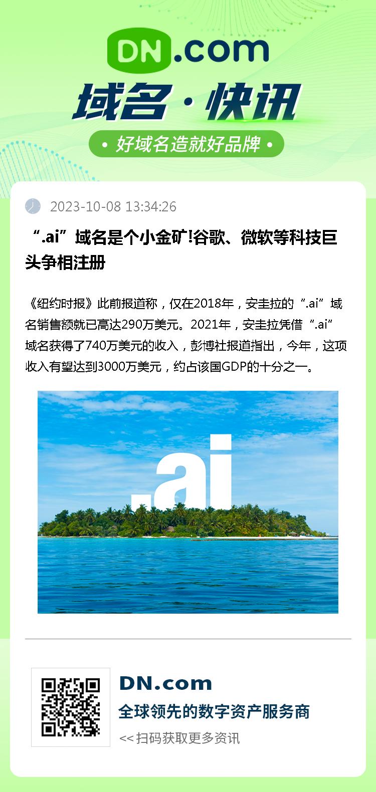 “.ai”域名是个小金矿!谷歌、微软等科技巨头争相注册