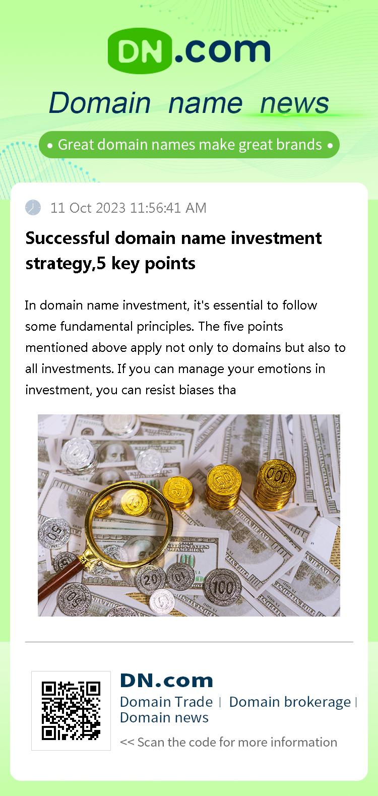 Successful domain name investment strategy,5 key points