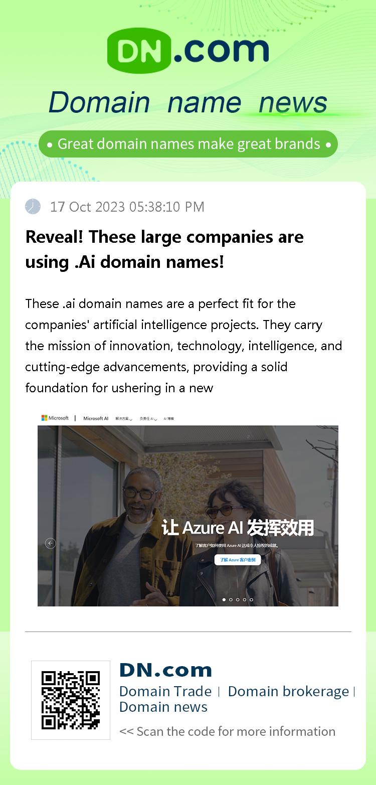 Reveal! These large companies are using .Ai domain names!