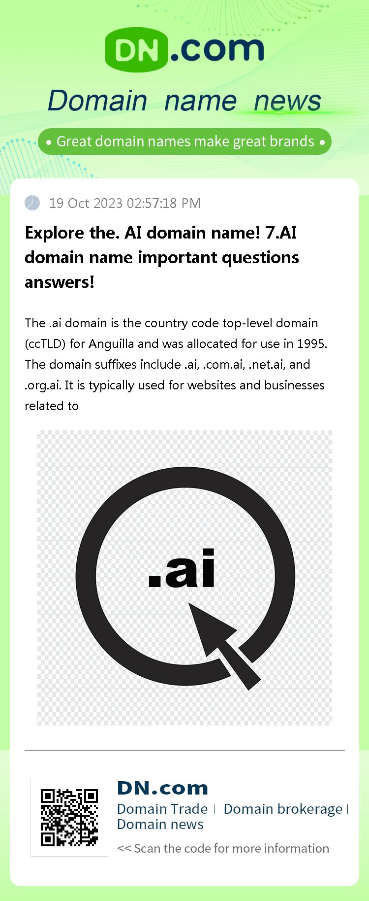 Explore the. AI domain name! 7.AI domain name important questions answers!