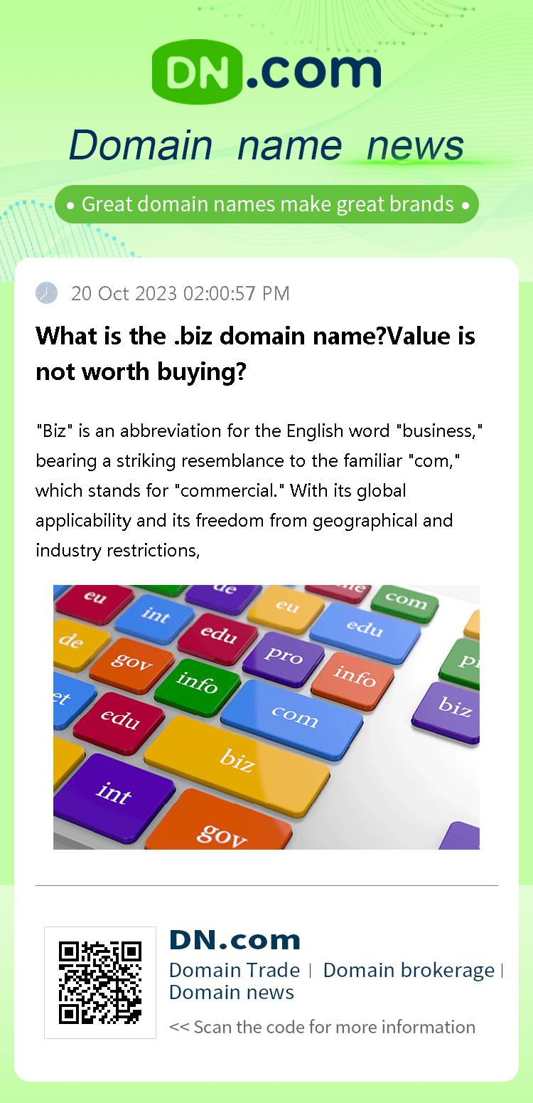 What is the .biz domain name?Value is not worth buying?
