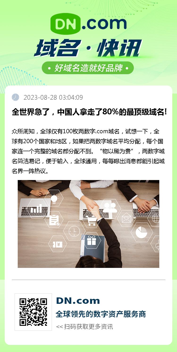 全世界急了，中国人拿走了80%的最顶级域名!