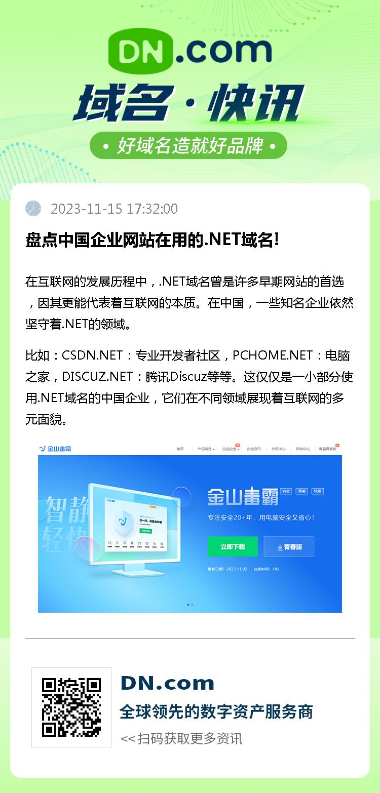 盘点中国企业网站在用的.NET域名!