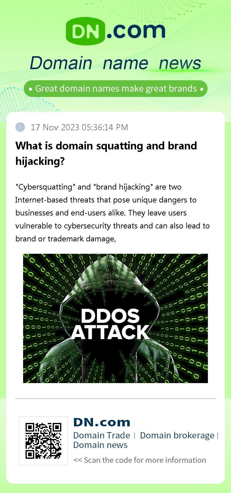 What is domain squatting and brand hijacking?
