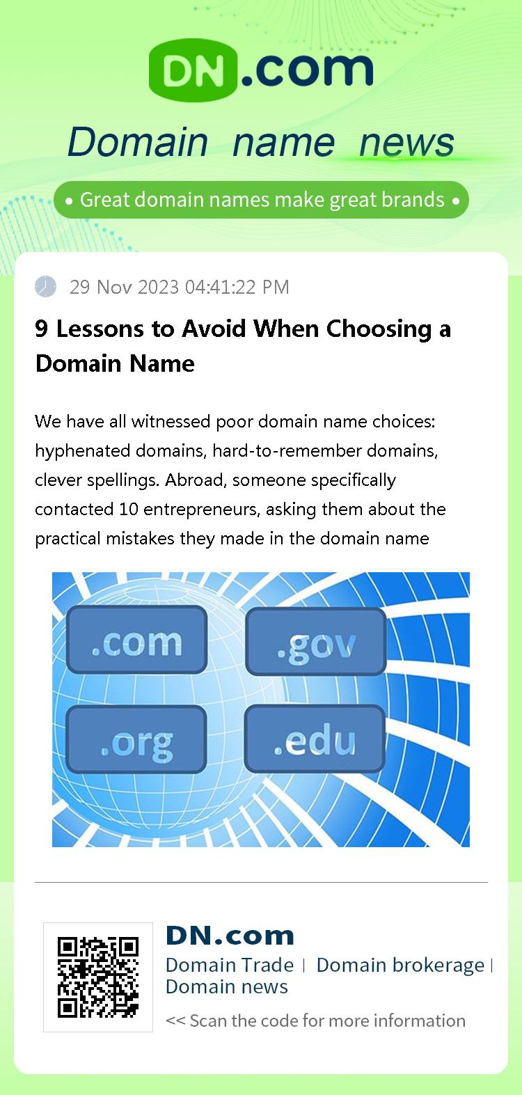 9 Lessons to Avoid When Choosing a Domain Name