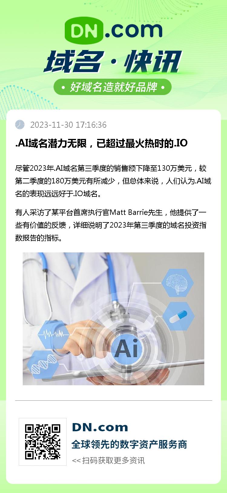 .AI域名潜力无限，已超过最火热时的.IO