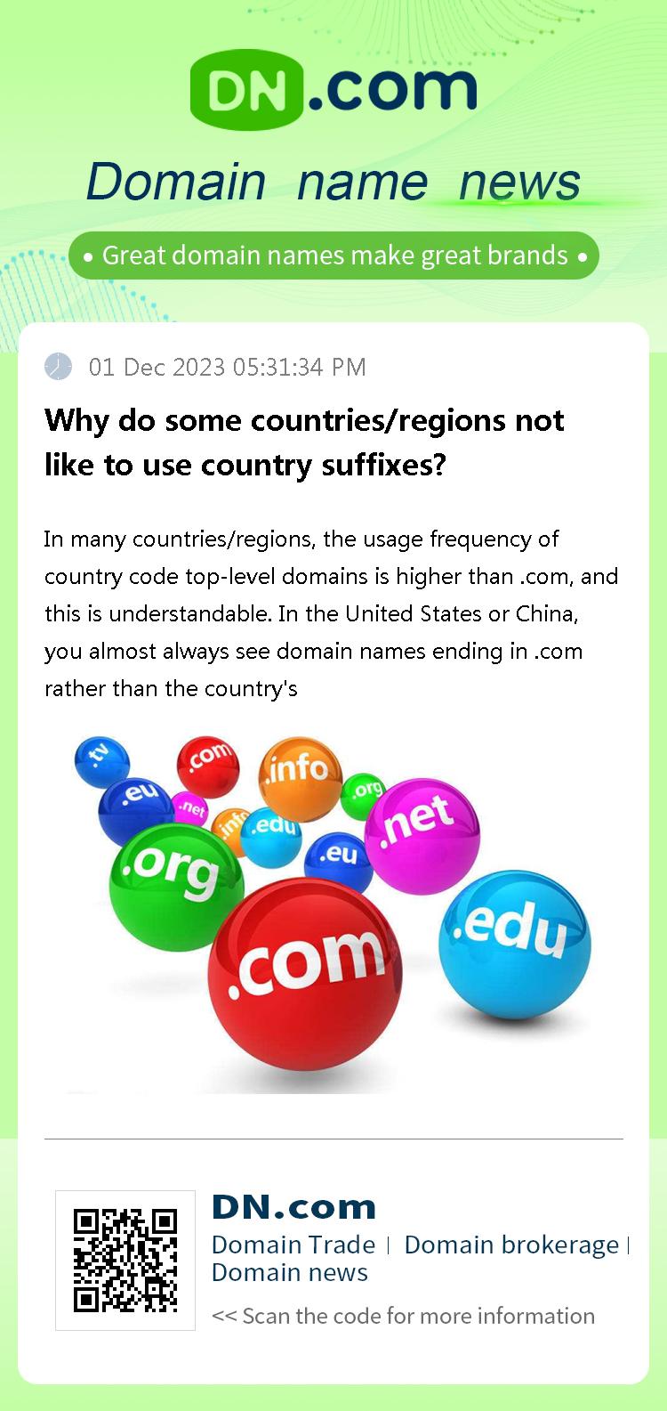 Why do some countries/regions not like to use country suffixes?