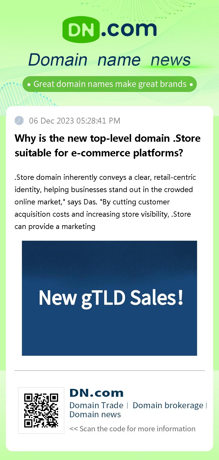 Why is the new top-level domain .Store suitable for e-commerce platforms?