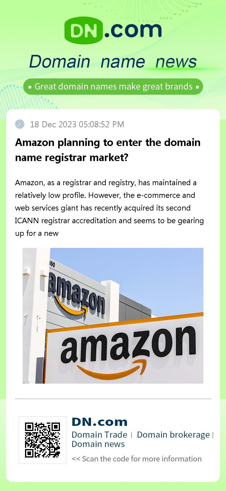 Amazon planning to enter the domain name registrar market?