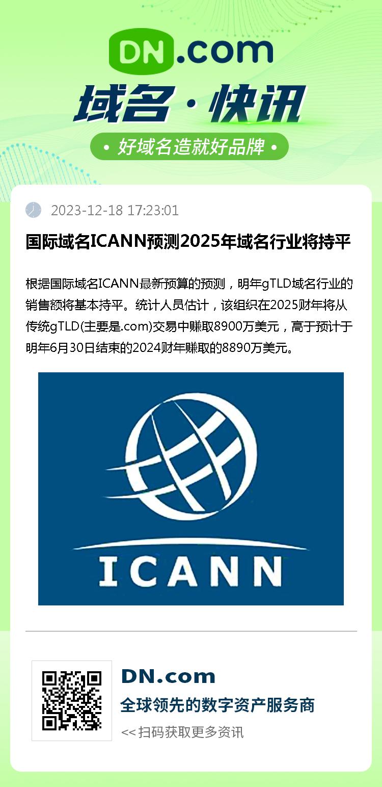 国际域名ICANN预测2025年域名行业将持平