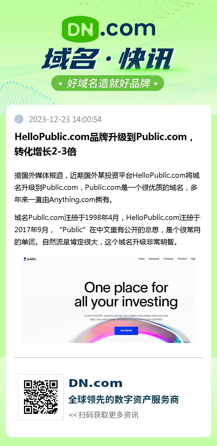 HelloPublic.com品牌升级到Public.com，转化增长2-3倍