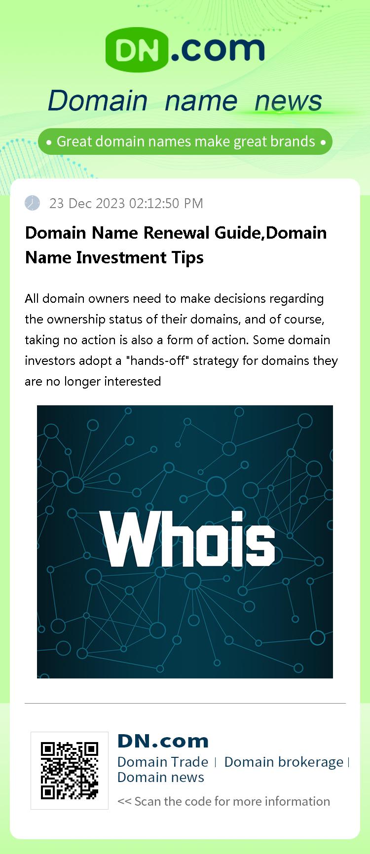 Domain Name Renewal Guide,Domain Name Investment Tips