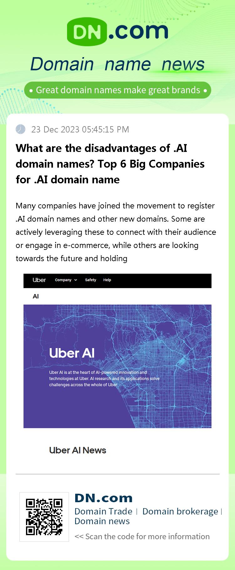 What are the disadvantages of .AI domain names? Top 6 Big Companies for .AI domain name