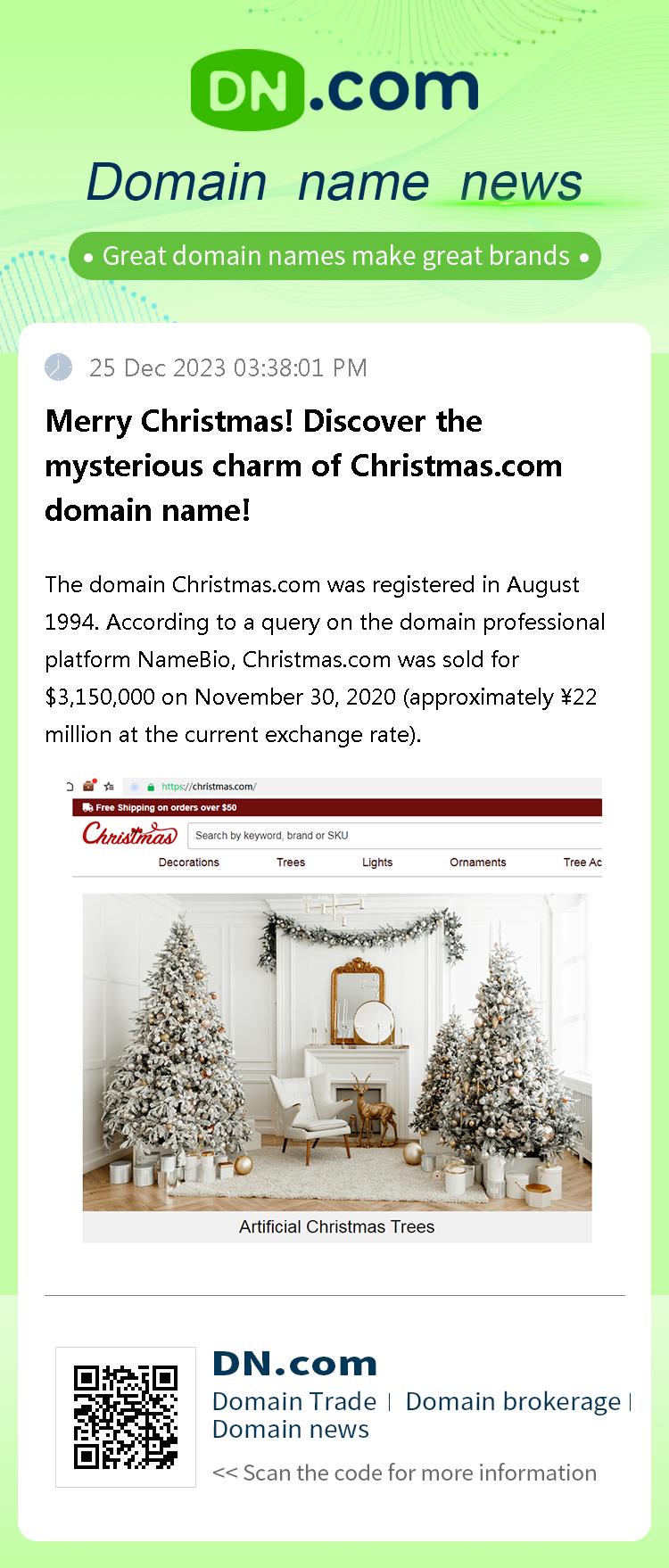 Merry Christmas! Discover the mysterious charm of Christmas.com domain name!