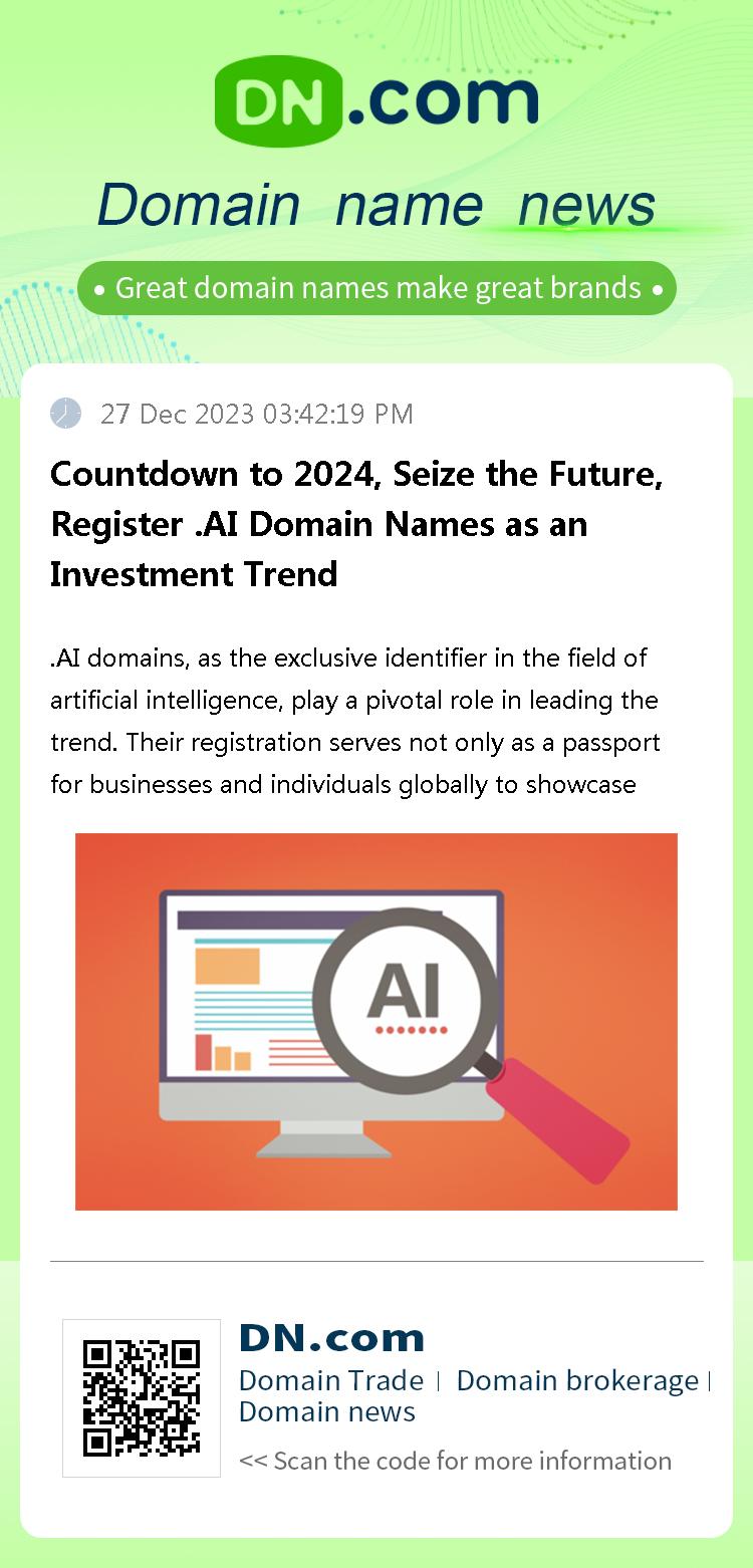 Countdown to 2024, Seize the Future, Register .AI Domain Names as an Investment Trend