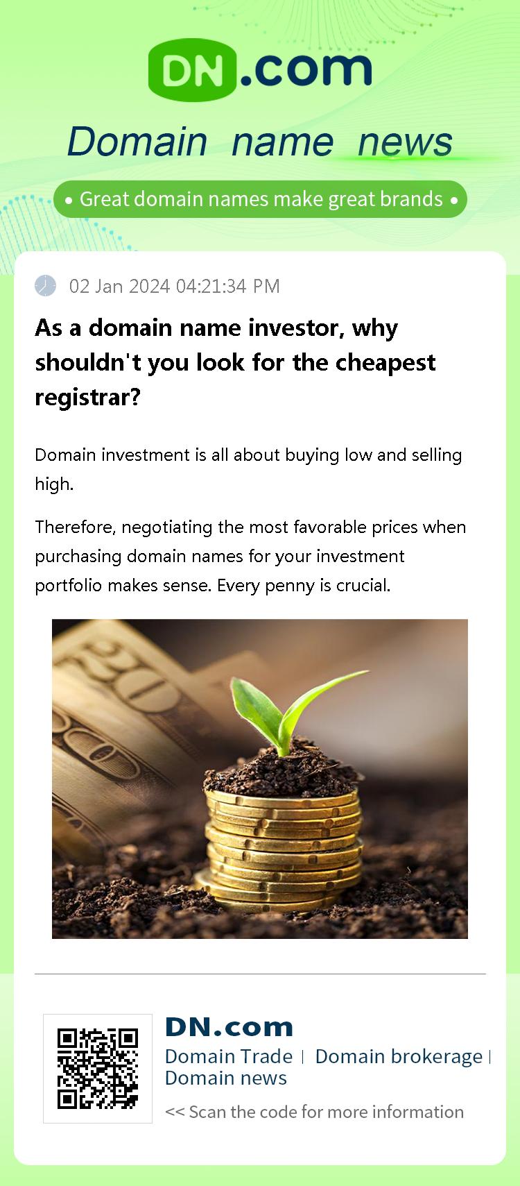 As a domain name investor, why shouldn't you look for the cheapest registrar?