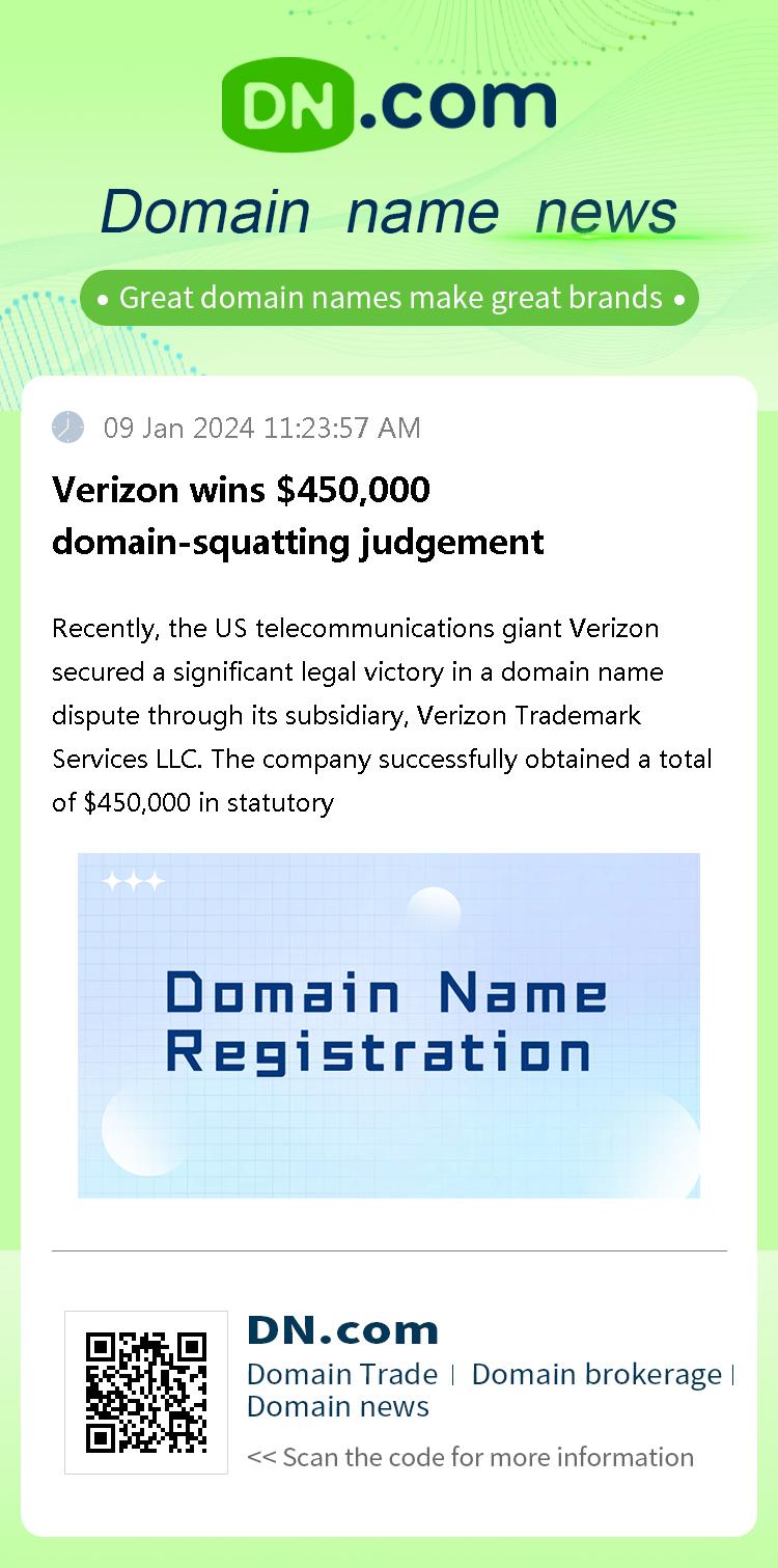 Verizon wins $450,000 domain-squatting judgement