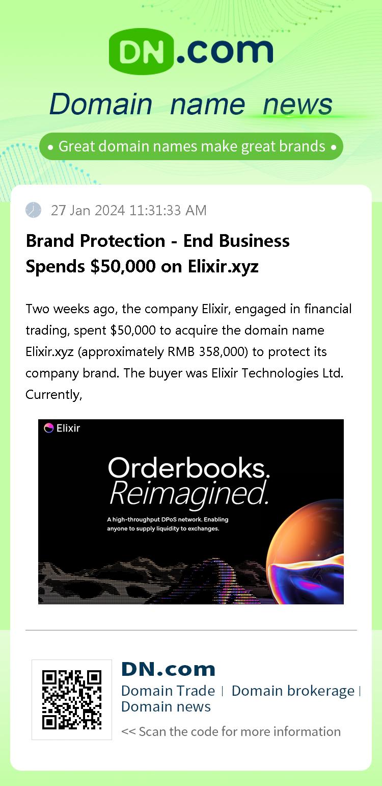 Brand Protection - End Business Spends $50,000 on Elixir.xyz