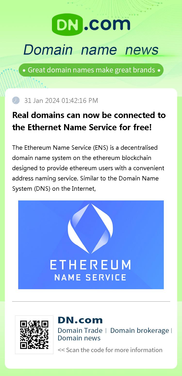 Real domains can now be connected to the Ethernet Name Service for free!