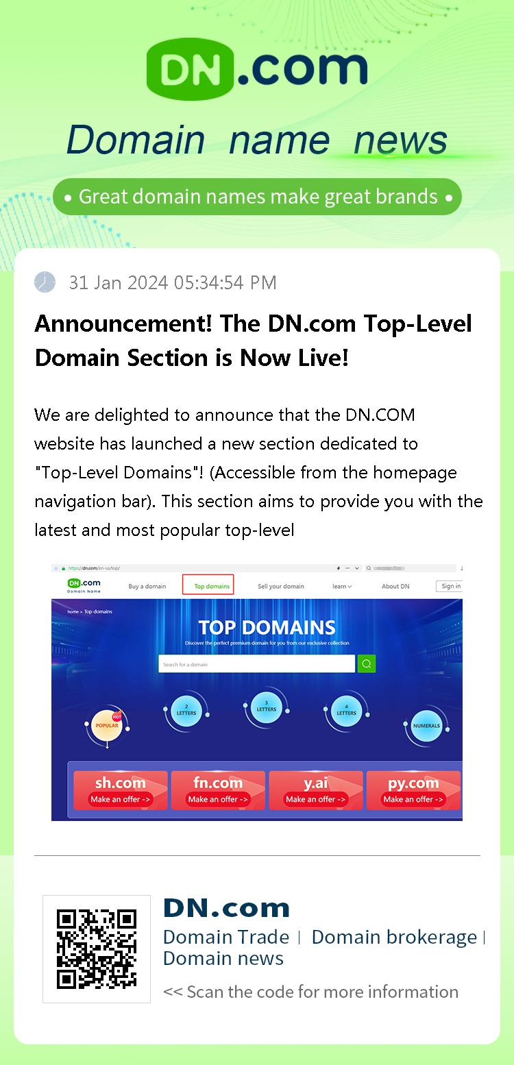 Announcement! The DN.com Top-Level Domain Section is Now Live!