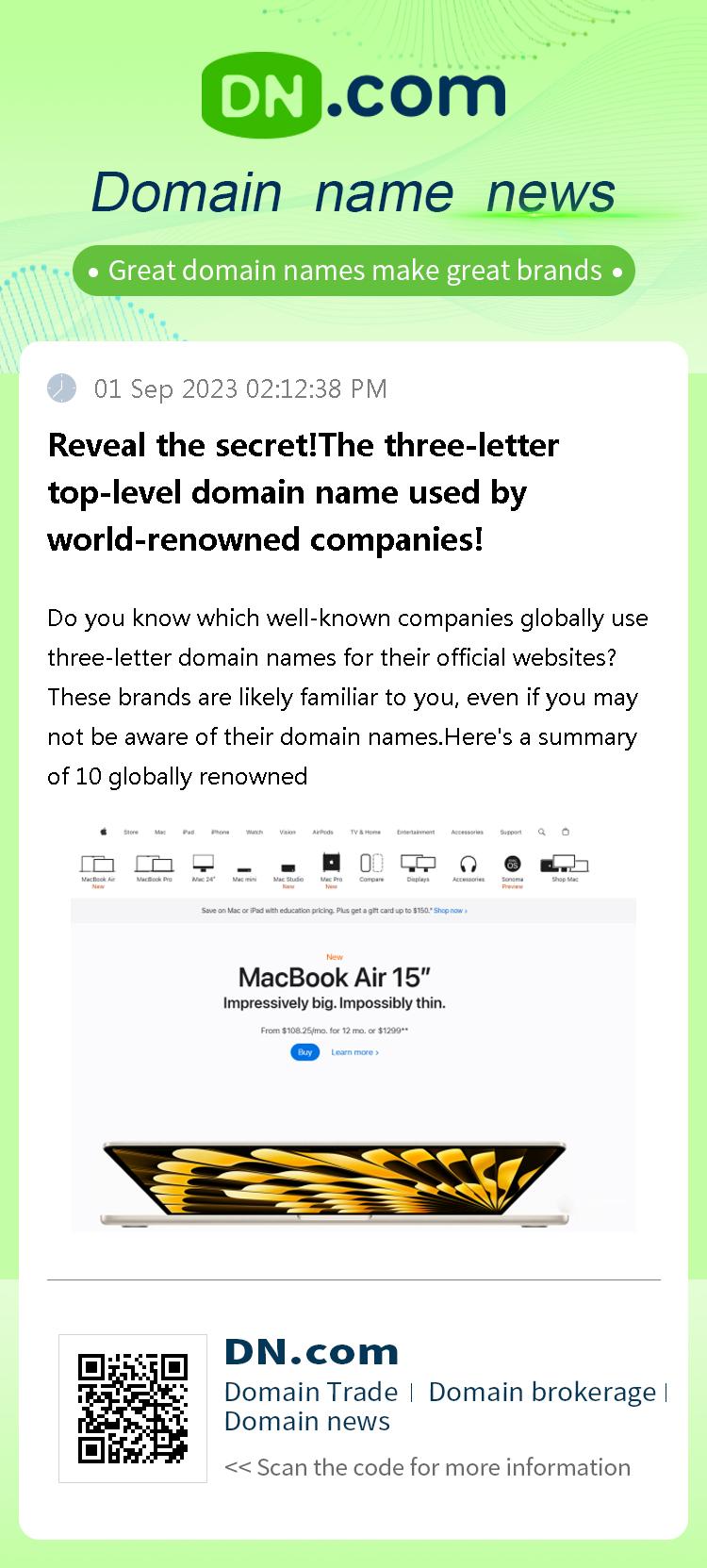 Reveal the secret!The three-letter top-level domain name used by world-renowned companies!
