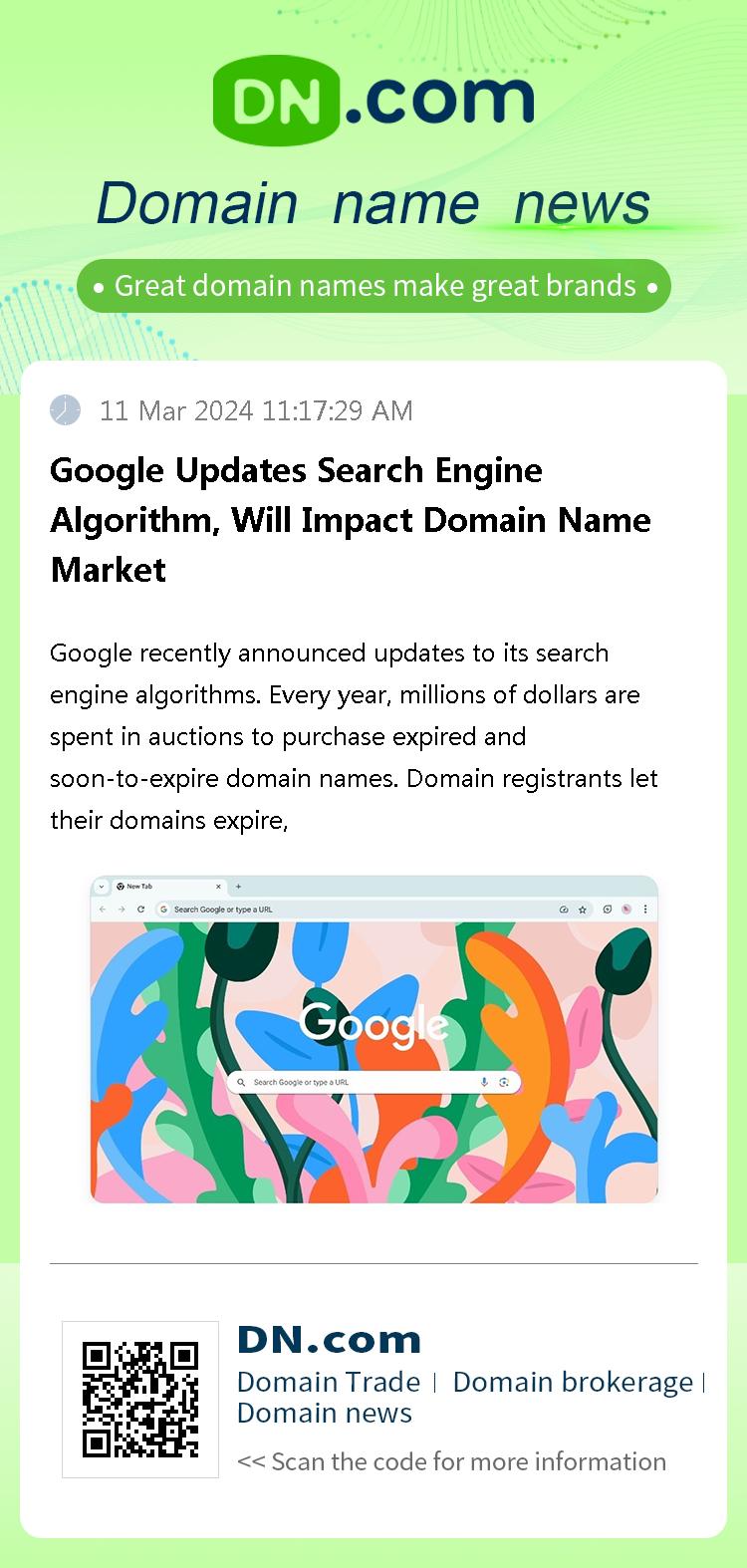 Google Updates Search Engine Algorithm, Will Impact Domain Name Market