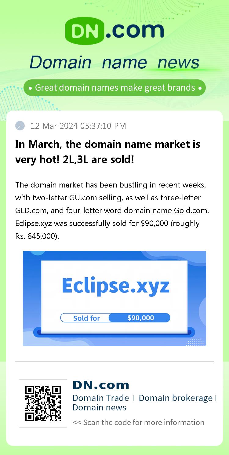 In March, the domain name market is very hot! 2L,3L are sold!