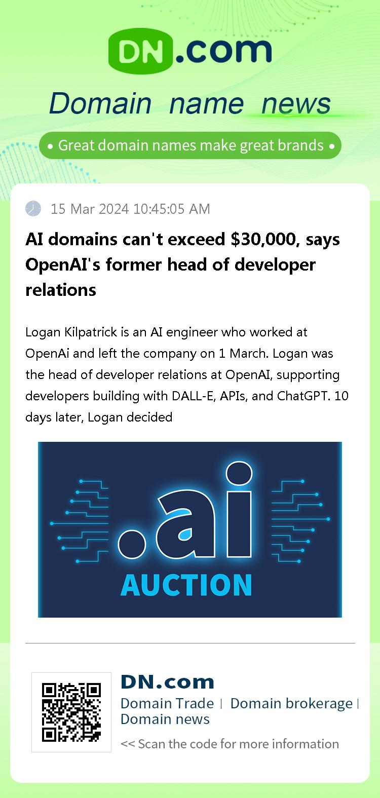 AI domains can't exceed $30,000, says OpenAI's former head of developer relations