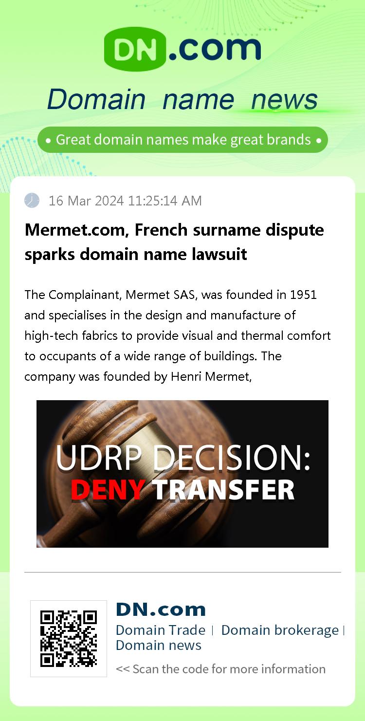 Mermet.com, French surname dispute sparks domain name lawsuit