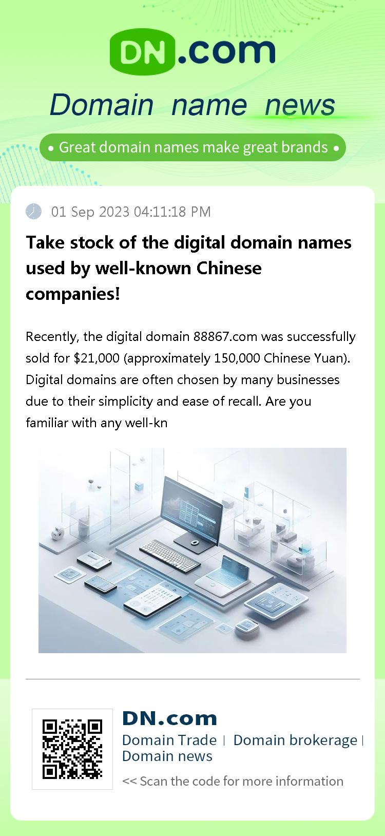 Take stock of the digital domain names used by well-known Chinese companies!