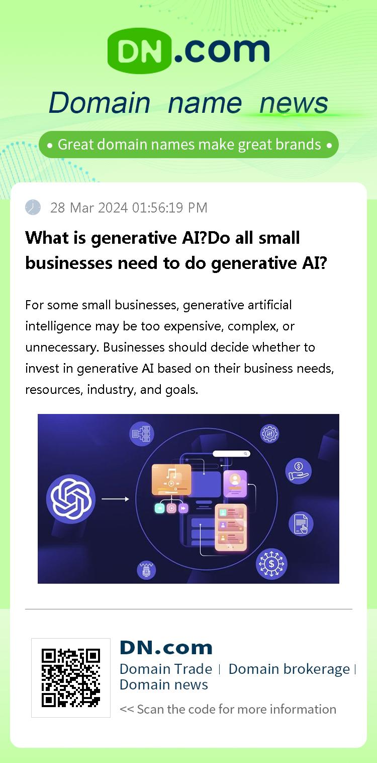 What is generative AI?Do all small businesses need to do generative AI?