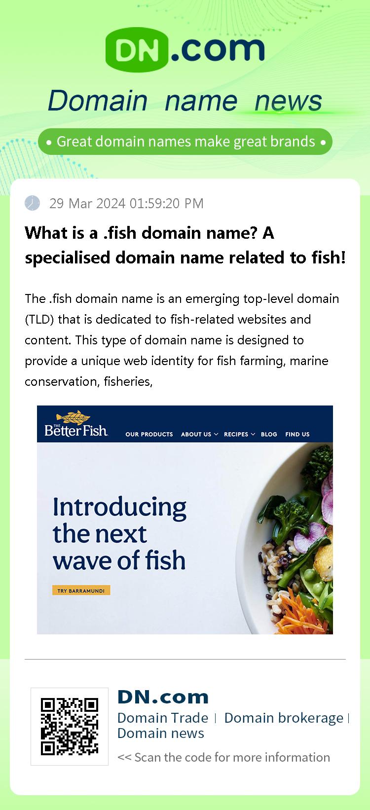 What is a .fish domain name? A specialised domain name related to fish!