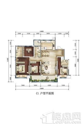 和悦铭著C1户型 4室2厅3卫1厨