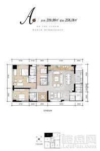 万瑞MARRIER天幕大平层C13 A户型建面258.18平 5室4厅4卫1厨