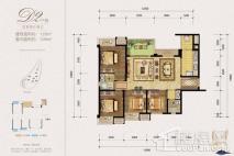 蓝光水岸公园D2户型四室两厅两卫建面约128平 4室2厅2卫1厨