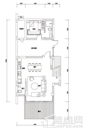 凤凰谷庄园群诗境a（2）双拼，一层，3室2厅4卫，147.44平米 3室2厅4卫1厨