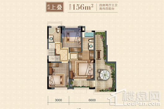 珑玥府上叠6层 4室2厅3卫1厨