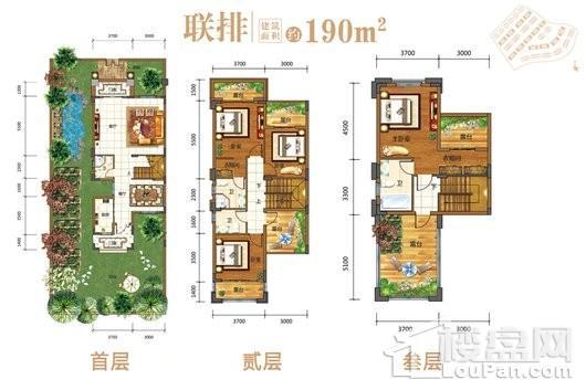 国瑞·山湖海庄园联排客厅入户190平户型 4室2厅4卫1厨