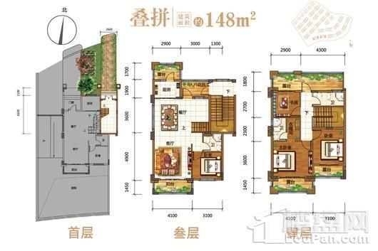 国瑞·山湖海庄园叠拼A2户型 4室4厅4卫1厨