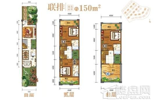 国瑞·山湖海庄园联排客厅入户150平户型 3室2厅4卫1厨