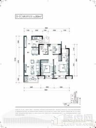 万科玖望D3户型 3室2厅2卫1厨