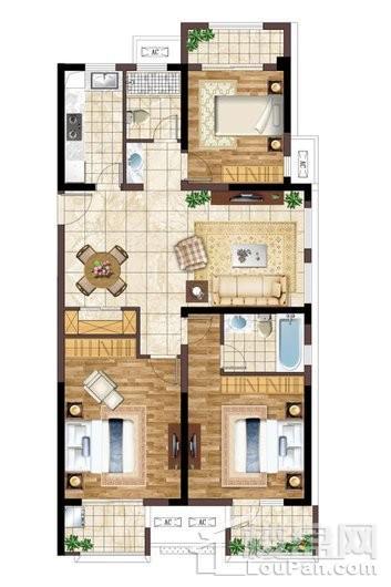 保华敔山湾三期高层住宅125㎡户型 3室2厅2卫1厨