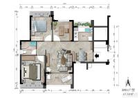 3#01户型 3室2厅1卫1阳台 87.64m²