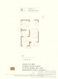 锦园3#楼 B户型76㎡两居 2室2厅1卫1厨